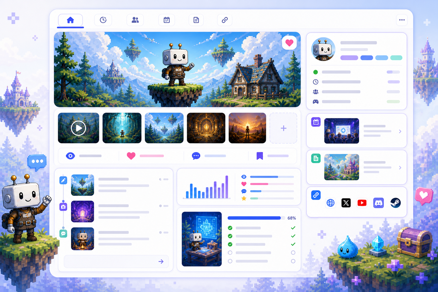 作品ページを中心に情報が集まるUIイメージ